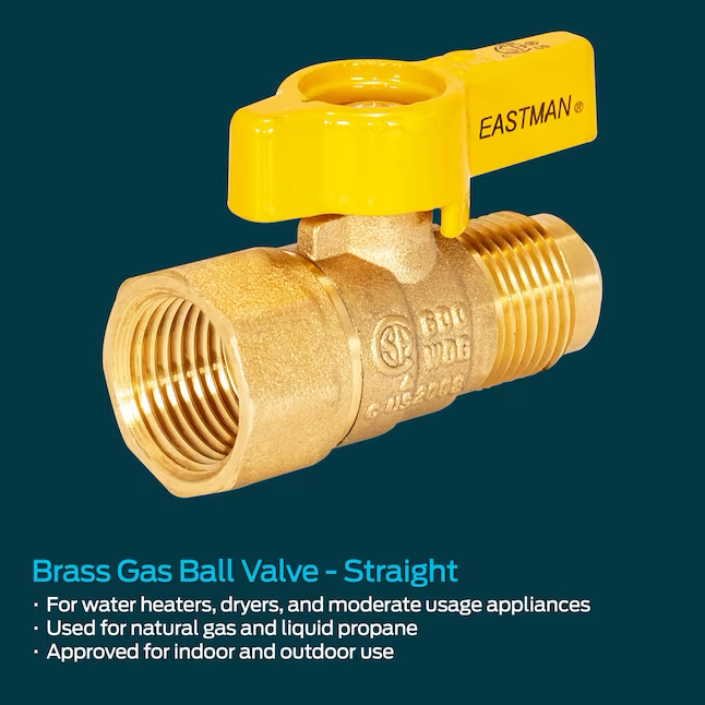 Eastman 1/2″ Flare x 1/2″ FIP Gas Straight Ball Valve