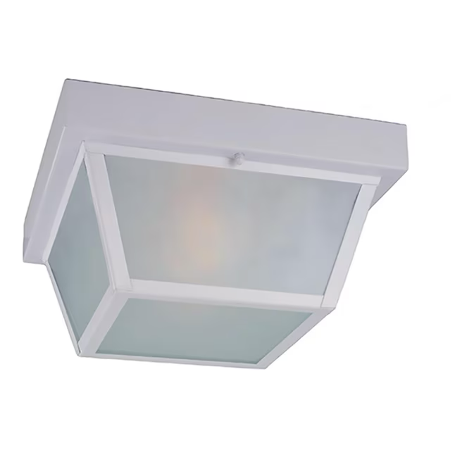 Project Source 2-Light 10.37-in White Indoor/Outdoor Flush Mount Light