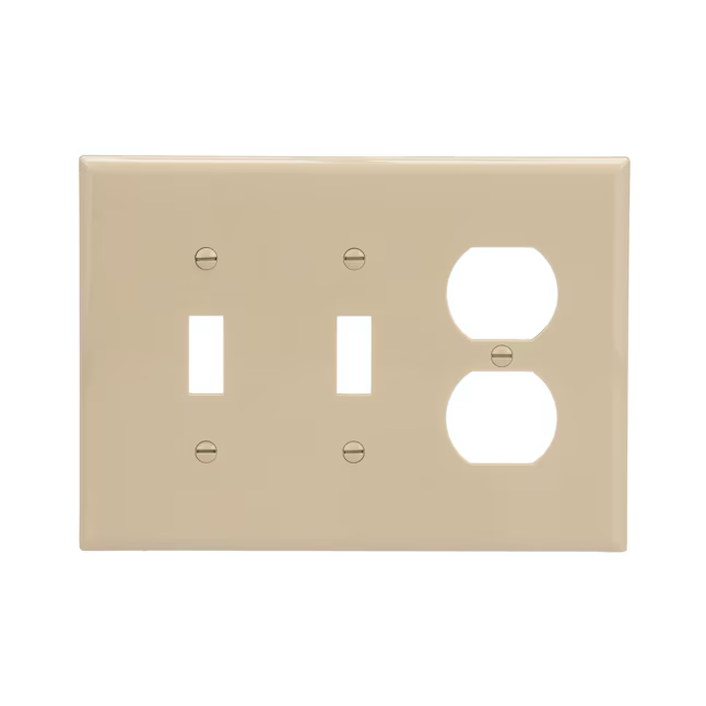 Placa de pared dúplex/interruptor para interior de policarbonato de color marfil mediano de 3 unidades Eaton