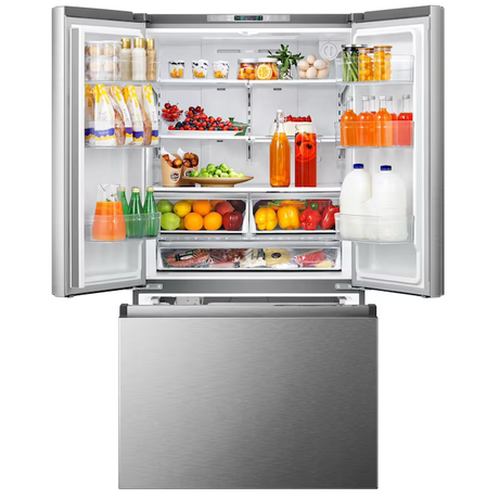 Refrigerador Hisense de puerta francesa de 26.6 pies cúbicos con máquina de hielo y dispensador de agua (acero inoxidable resistente a huellas dactilares) ENERGY STAR