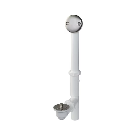 Keeney 1.5-in Brushed Nickel White/Brushed Nickel Roller Ball Drain with Plastic Pipe
