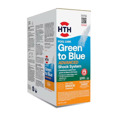 HTH Swimming Pool Advanced Green to Blue Shock, Cal Hypo Granular Shock, 115.2 oz. Bag - Transforms Pool from Green to Blue in 24 Hours