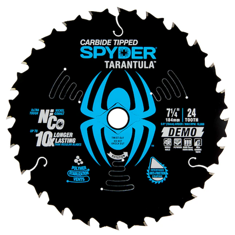 Spyder Demo 7-1/4-in 24-Tooth Rough Finish Tungsten Carbide-tipped Steel Circular Saw Blade