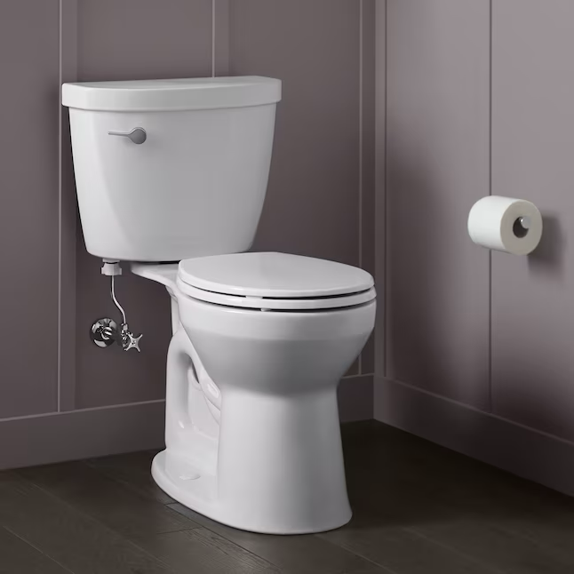 KOHLER Cimarron White Round Chair Height 2-piece WaterSense Soft Close Toilet 12-in Rough-In 1.28-GPF