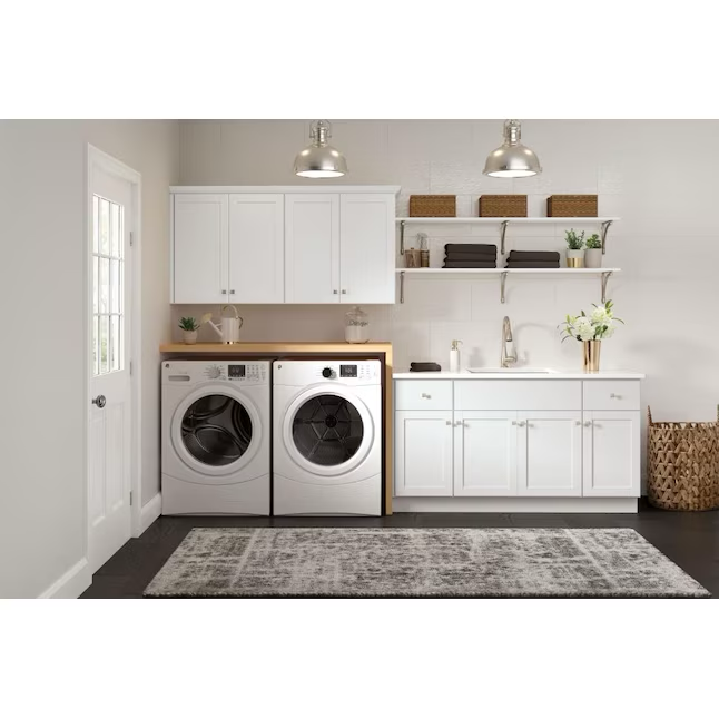 Diamond NOW Arcadia 36-in W x 35-in H x 23.75-in D White Sink Base Fully Assembled Cabinet (Recessed Panel Shaker Door Style)