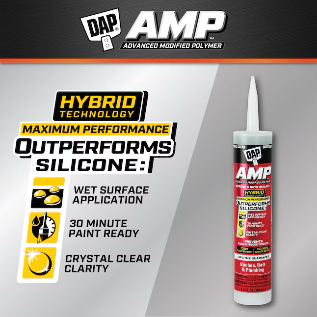 DAP AMP 9-oz Crystal Clear Paintable Advanced Sealant Caulk
