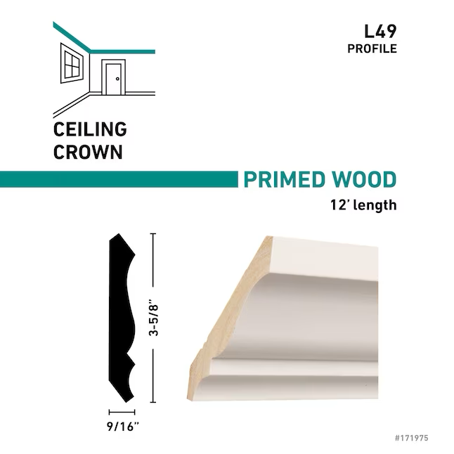 RELIABILT 12-ft Pine Primed L 49 Crown Moulding