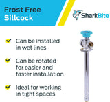 SharkBite 8-in L x 1/2-in Push-to-Connect Brass Anti-Siphon Multi Turn Sillcock