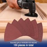 WORKPRO 150-piece Triangle Sanding Pads, 3-1/8 Inch Hook and Loop
