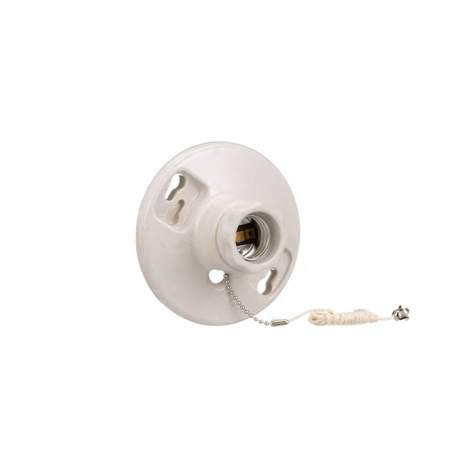 Eaton 660-Watt Porcelain Pull Chain Ceiling Socket, White