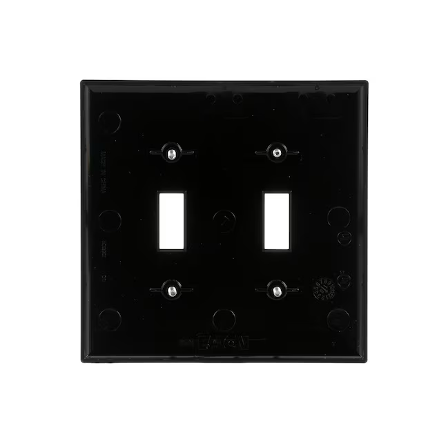 Eaton 2-Gang Midsize Black Polycarbonate Indoor Toggle Wall Plate