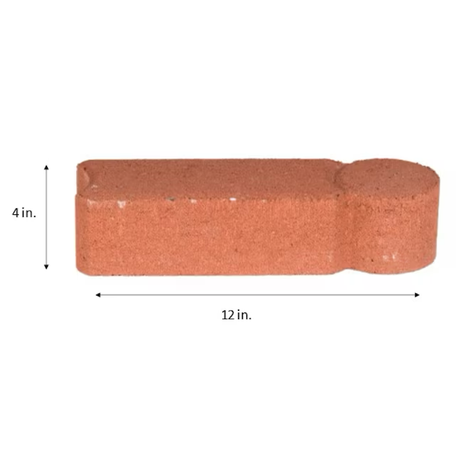 Piedra de borde recto de hormigón rojo geométrica de 12 pulgadas de largo x 4 pulgadas de ancho x 3 pulgadas de alto