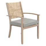 Allen + Roth Townsend Juego de 4 sillas de comedor estacionarias con estructura de acero marrón de mimbre y asiento acolchado gris