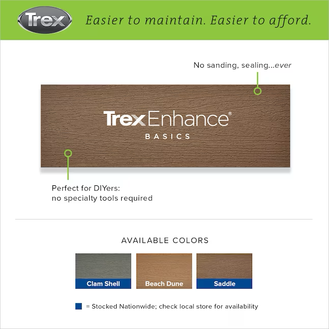 Trex Enhance Basics 8-ft Clam Shell Square Composite Deck Board