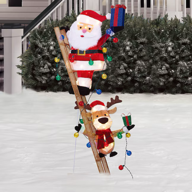 Holiday Living Santa and Moose on Ladder Decoration - Thumbnail 3