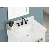 Allen + Roth Briar tocador de baño con lavabo individual, color blanco Carrara, de 30 pulgadas, con tapa de mármol blanco