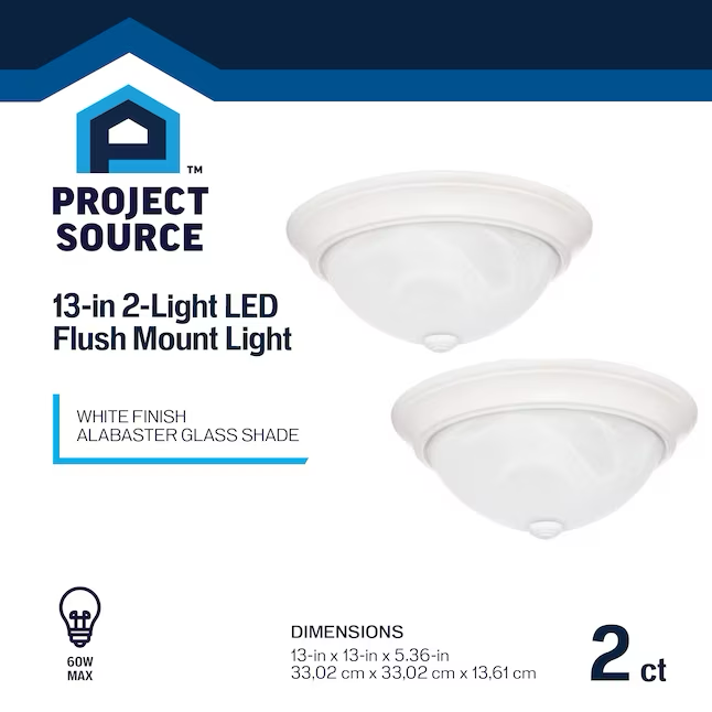 Project Source 2-Light 13-in White LED Flush Mount Light (2-Pack)