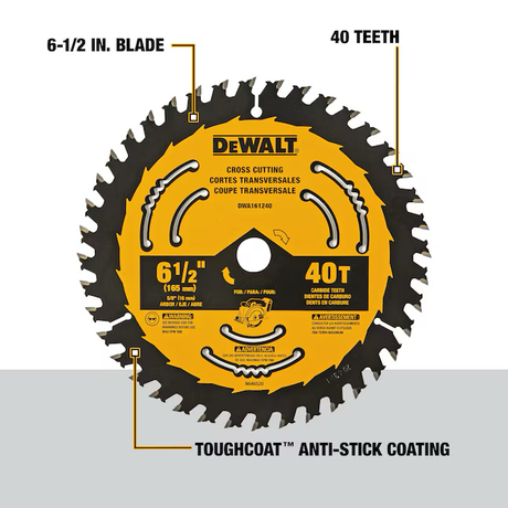 DeWalt 6-1/2-in 40-Tooth Fine Finish Tungsten Carbide-tipped Steel Circular Saw Blade