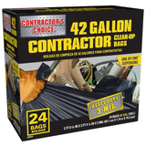 Contractor's Choice Contractor 42-Gallons Black Outdoor Plastic Construction Flap Tie Trash Bag (24-Count)