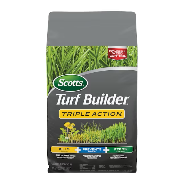 Scotts Turf Builder Triple Action1 11.31 lb 4000 pies cuadrados 25-0-2 Fertilizante para malezas y piensos