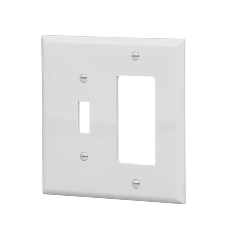 Eaton 2-Gang Midsize White Polycarbonate Indoor Toggle/Decorator Wall Plate