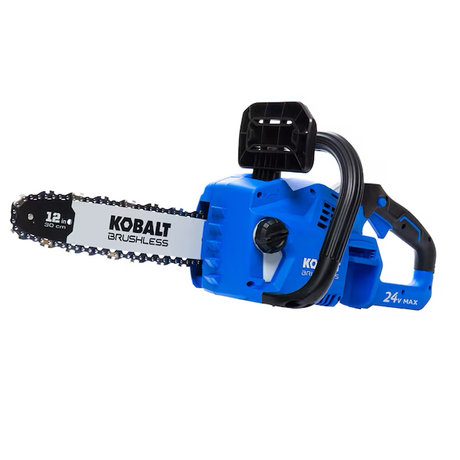 Motosierra Kobalt de 24 voltios, 12 pulgadas, batería sin escobillas, 4 Ah (batería y cargador incluidos)