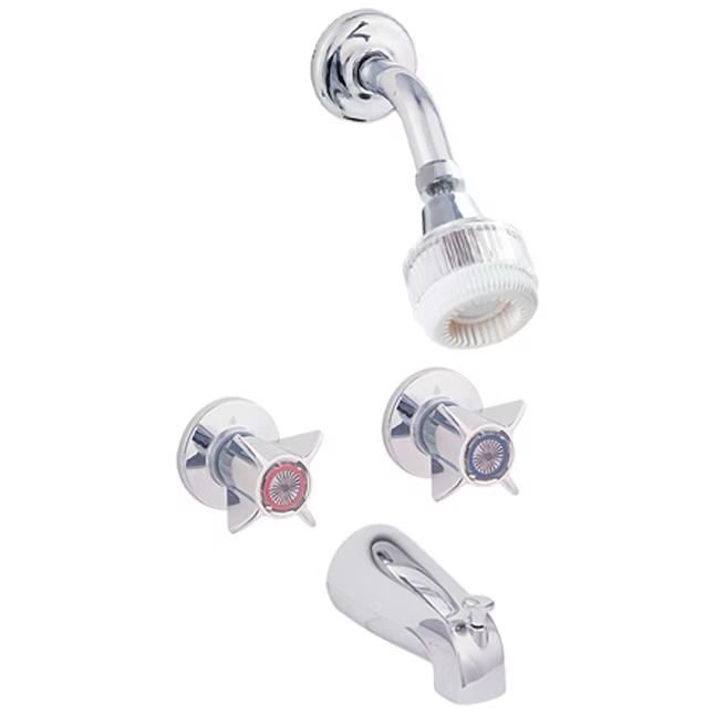 EZ-FLO Brass-N-Basic Chrome 2-handle Single Function Round Bathtub and Shower Faucet Valve Included