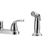 Project Source Dover Chrome 2-handle Low-arc Kitchen Faucet W/ Sprayer  (Deck Plate Included)