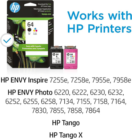 HP 64 Black/Tri-color Ink Cartridges (2-pack)