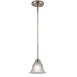 Project Source Fallsbrook Brushed Nickel Traditional Etched Glass Bell Mini Hanging Pendant Light