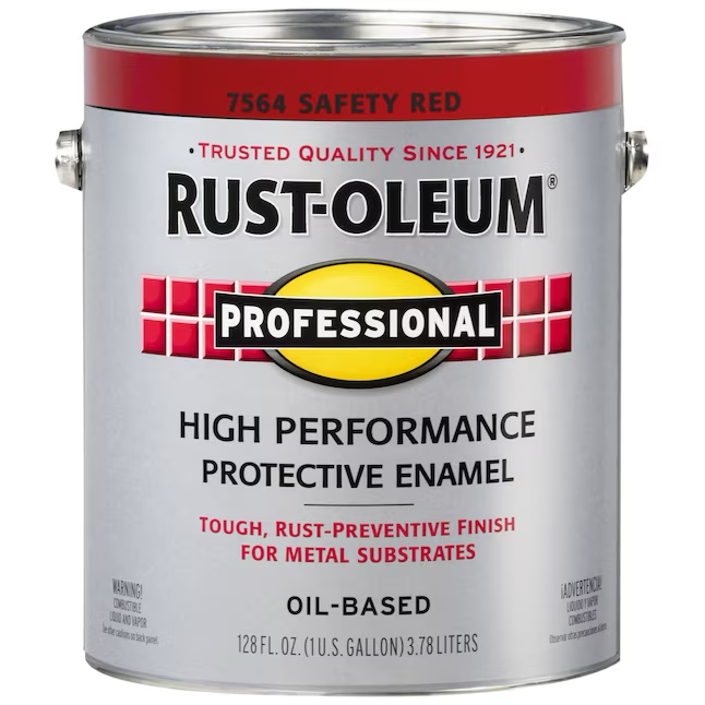 Rust-Oleum Pintura de esmalte industrial a base de aceite para interiores y exteriores, color rojo brillante, profesional, de seguridad (1 galón)