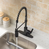 Project Source Flynt Matte Black Single Handle Pull-down Kitchen Faucet with Sprayer (Deck Plate)