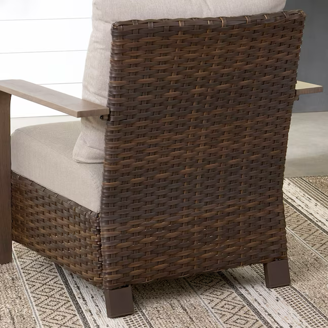allen + roth Camdon Set of 2 Wicker Dark Brown Steel Frame Stationary Conversation Chair with Gray Sling Seat