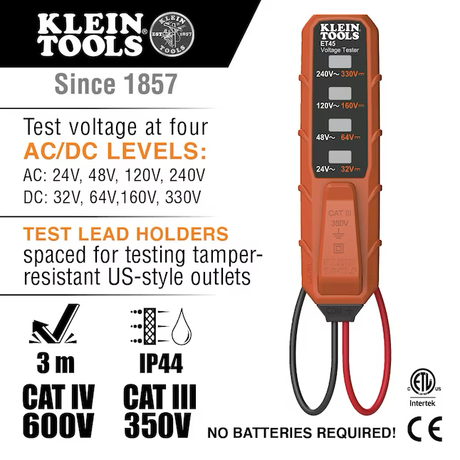 Kit de probador de receptáculos LED Klein Tools de 240 voltios