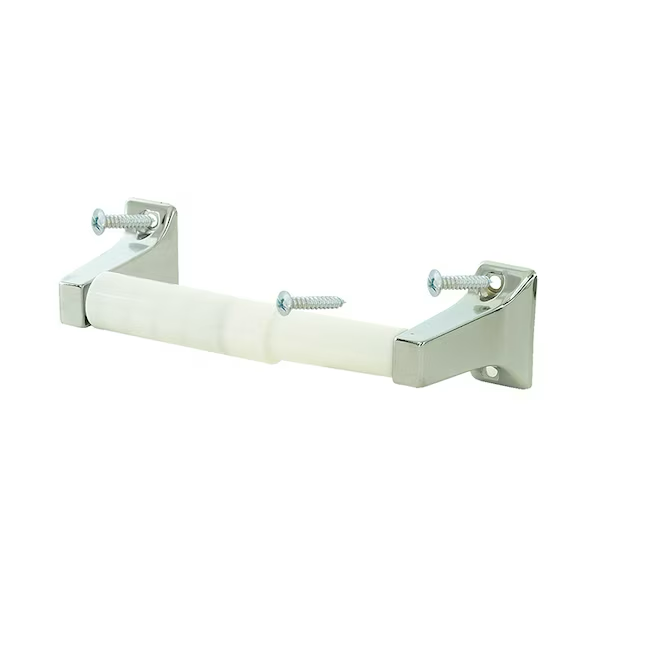 EZ-FLO Juego de accesorios de baño decorativos cromados de 4 piezas con barra para toallas y soporte para papel higiénico