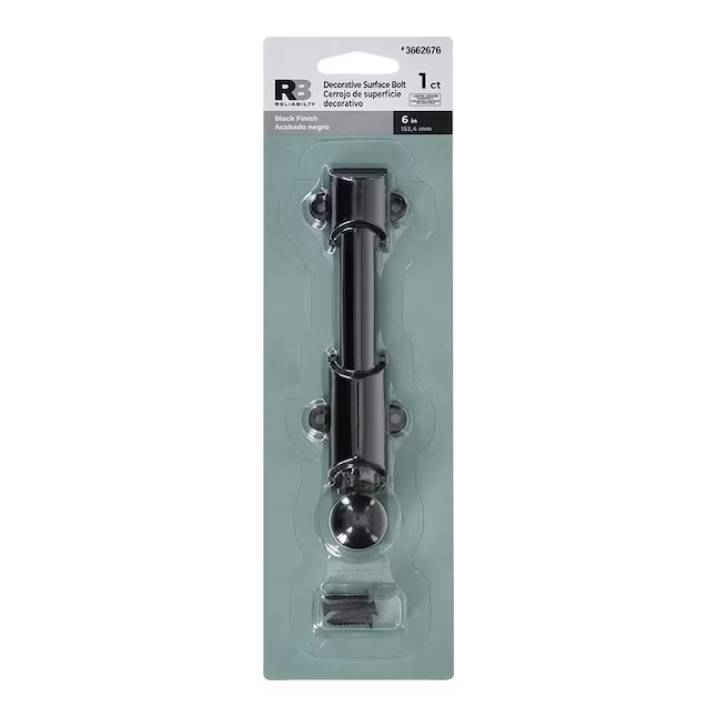 RELIABILT 6-in Black Steel Surface Bolt