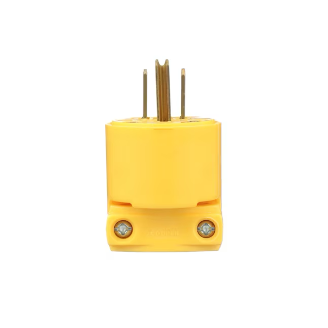 Eaton Enchufe recto resistente con conexión a tierra de 3 cables NEMA 5-15, 15 amperios, 125 voltios, amarillo