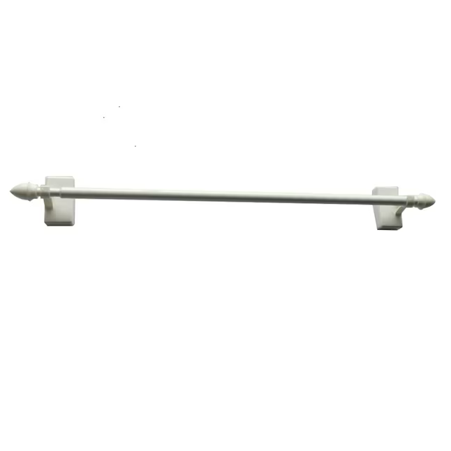 Project Source 16-in to 28-in White Steel Magnetic Curtain Rod with Finials