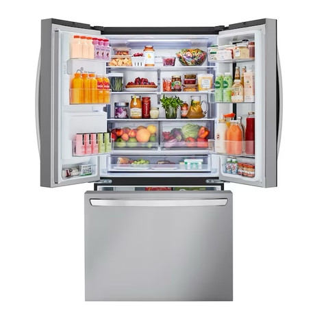 LG Counter-depth MAX InstaView 25.5-cu ft Smart French Door Refrigerator with Dual Ice Maker, Water and Ice Dispenser (Stainless Steel) ENERGY STAR