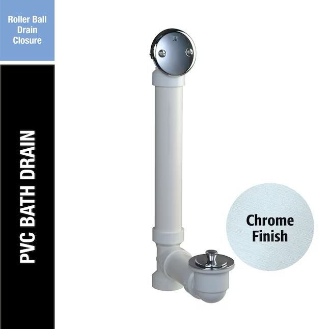 Keeney 1.5-in Polished Chrome White/Polished Chrome Roller Ball Drain with PVC Pipe