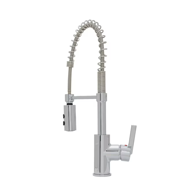 Project Source Flynt Chrome Single Handle Pull-down Kitchen Faucet with Sprayer (Deck Plate)