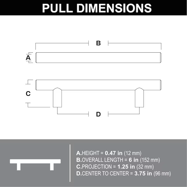 Style Selections Demi Tiradores de cajón con manija cilíndrica negra mate de centro a centro de 3-3/4 pulgadas (paquete de 25)