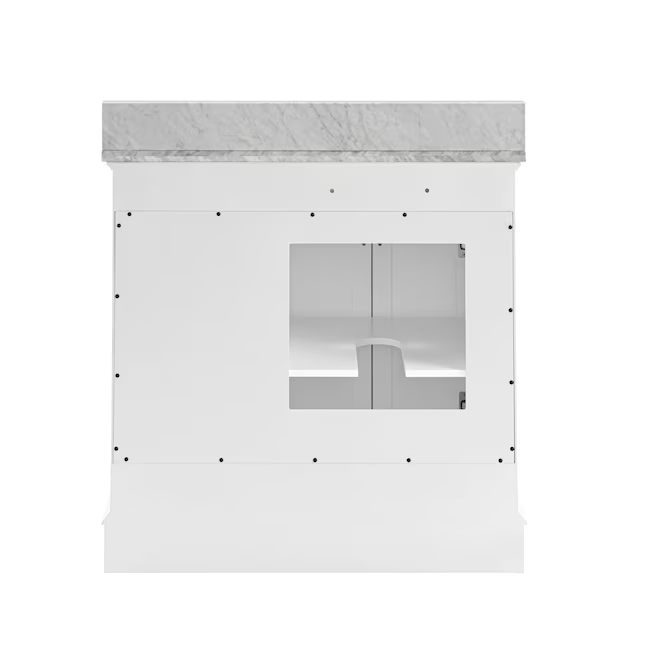 Allen + Roth Roveland tocador de baño con lavabo individual bajo encimera, color blanco, de 36 pulgadas, con tapa de mármol natural de Carrara