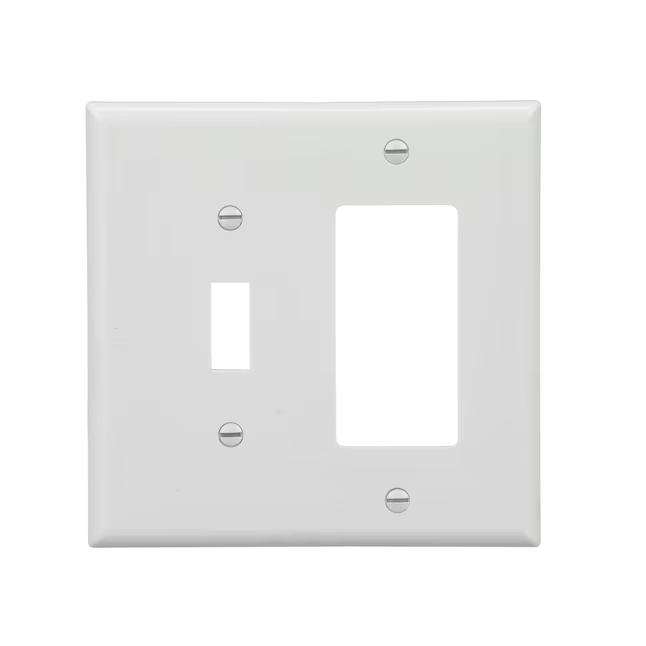 Eaton 2-Gang Midsize White Polycarbonate Indoor Toggle/Decorator Wall Plate