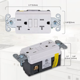 EZ-FLO 20-AMP 125-Volt-Duplex-Manipulationssicherer, schlanker FI-Schutzschalter mit Selbsttest, LED-Anzeige und Wandplatte in Weiß
