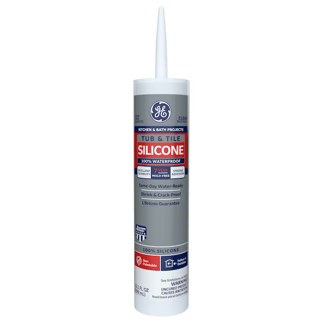 GE Silicone 1 Tub and Tile, Kitchen and Bath 10.1-oz Clear Silicone Caulk