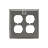 Eaton 2-Gang Standard Size Stainless Steel Stainless Steel Indoor Duplex Wall Plate
