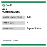 Envirotemp 40-Gallon Tall 3-year Warranty 35500-BTU Natural Gas Water Heater