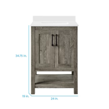 Style Selections Howell 24-in Weathered Brown Undermount Single Sink Bathroom Vanity with White Engineered Stone Top
