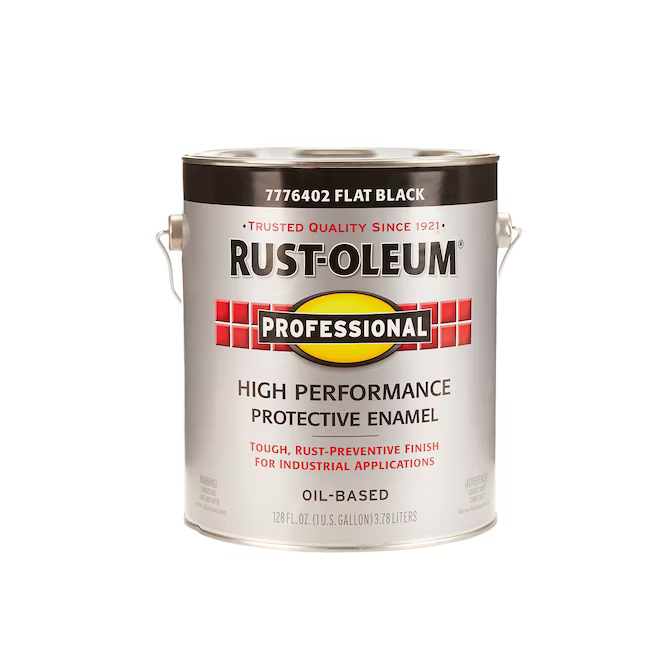 Pintura de esmalte industrial a base de aceite para interiores y exteriores Rust-Oleum Professional Flat Black (1 galón)